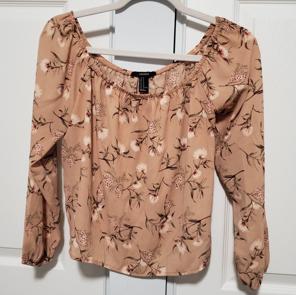 Nude pink chiffon sleeve blouse size medium